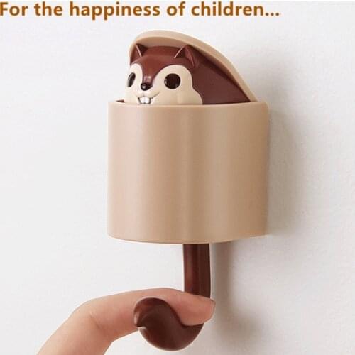 Hanger key rack creative animal hook strong squirrel seamless suction cup seamless sticky hook storage home decoration wall hook