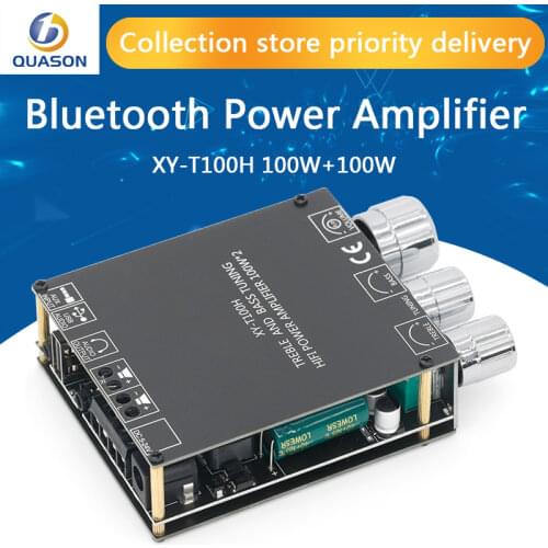 XY-T100H 100w+100w TPA3116D2 Bluetooth 5.0 Power Audio Amplifier Board Home Theater Amplifiers Stereo Treble And Bass Adjustment