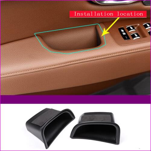Black Front and Rear Door Handle Storage Box Container Holder Tray For Volvo S90 V90CC Car Accessories 2Pcs/set