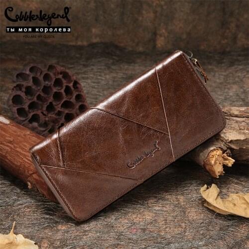 Cobbler Legend 2019 New Retro Womens Wallets For Lady Genuine Leather Zipper Wallet For girls Long Coin Card Purses For Woman