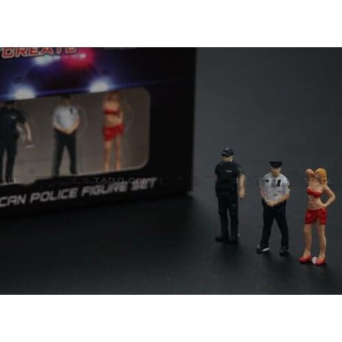 1:64 New York police doll dog plastic figure set scene prop decor