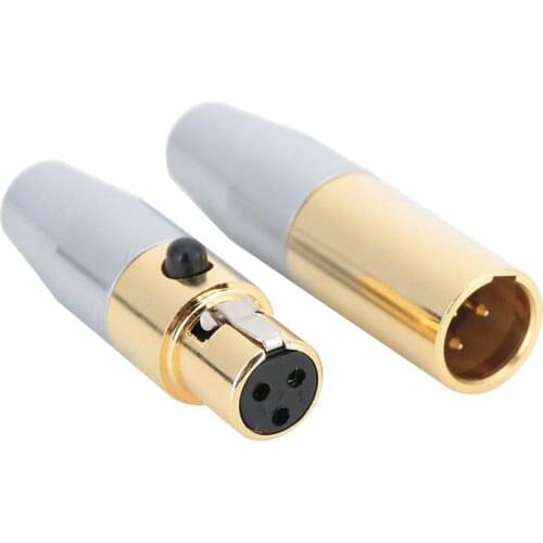 1 Pair Copper Plated Gold-Plated 3-Core MINI XLR Welding Connector DIY Soldering Head for Audio Cables