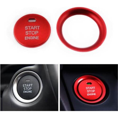 Scratch-proof Scratch-resistant Dust-proof Corrosion-proof Button Cover Ring Aluminum alloy 2pcs Set Interior Trim Decal Red