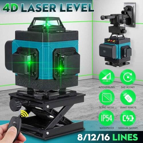 3D 4D 16 12 8 Lines Green Laser Levels 360° Horizontal &Vertical Cross Lines With Auto Self-Leveling super powerful Laser Beam