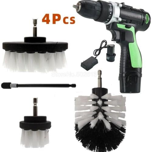 4 Pcs Drill Brush Car Wheel For Washing Cleaner Auto Rims Detailing Brushes Cleaning Tool Power Scrubber Scrub Clean Electric