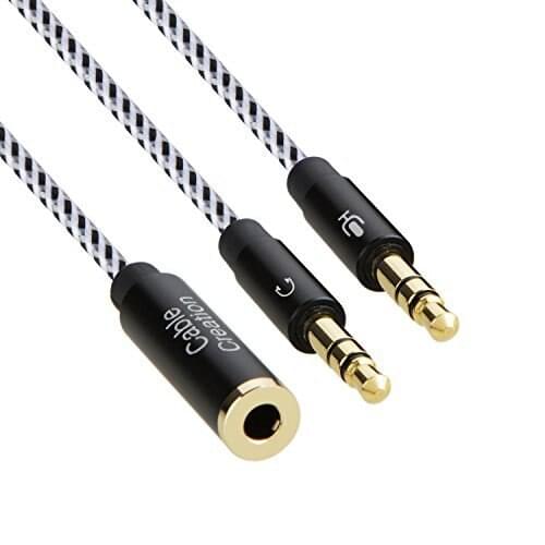 3.5mm Audio Splitter, 3.5mm Female to 2 Dual 3.5mm Male Headphone Mic Audio Y Splitter with Audio Jack CTIA to OMTP