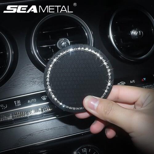 Rhinestone Car Cup Holder Coaster Thicken Anti-slip Mat Pad Interior Silica Gel Non-slip 2.75in Universal Bottle Mat Auto Goods