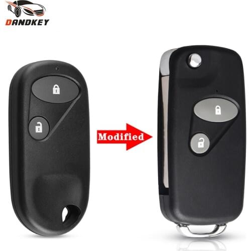 Dandkey Rpelacement Key Case 2 Buttons For Honda Civic CRV Accord Jazz Uncut Blade Modified Flip Remote Blank Key Cover Shell
