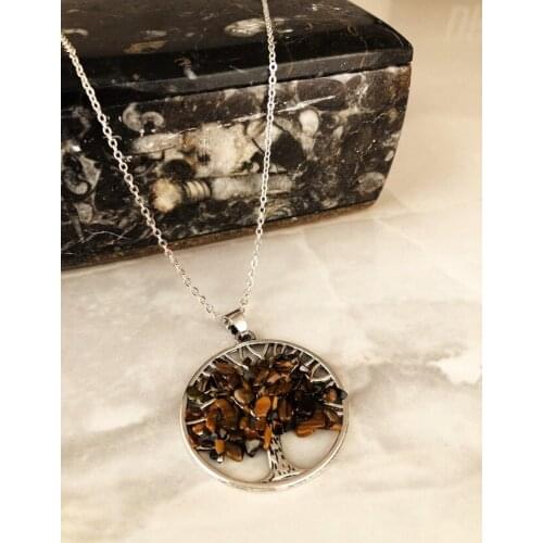 Dr Stone Natural Stone Women 'S Tiger 'S Eye Stone Necklace AHL75 439746319