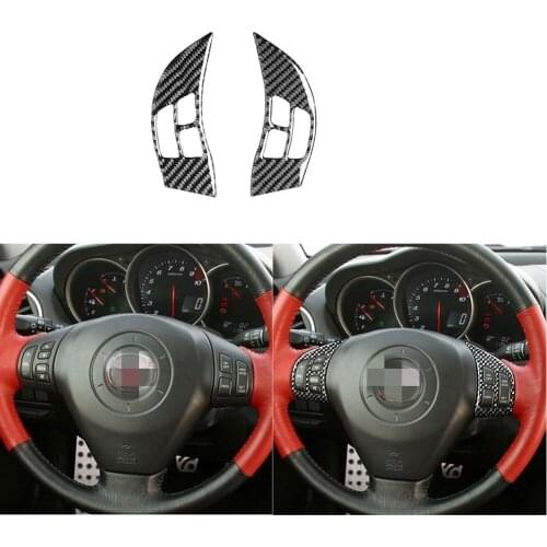Car Interior Decoration Moulding Carbon Fiber Steering Wheel Button Stickers Accessories Fit For Mazda RX8 2004-2008
