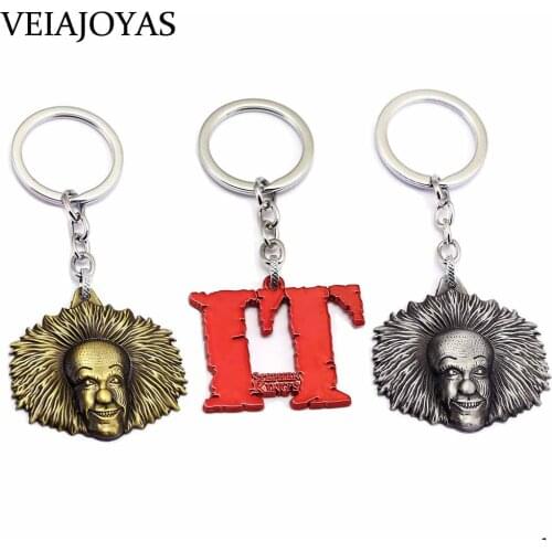 Movie Stephen Kings It Logo Keychain Clown Face Key Ring Holder Alloy Car Key Chain Men Halloween Charms Gifts Jewelry llaveros