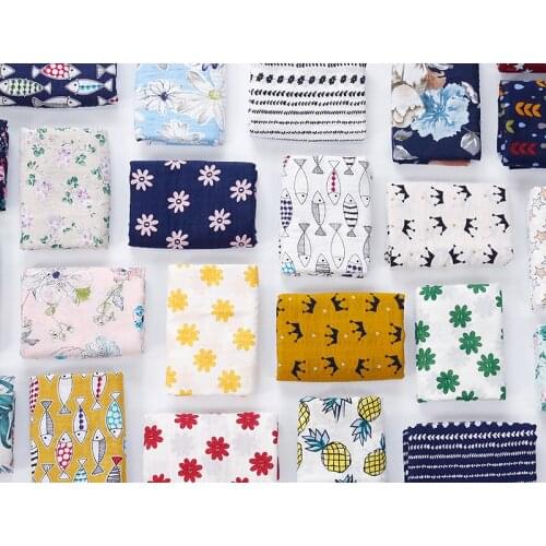 Printed Seersucker Cotton Linen Fabric Cotton Cloth For baby summer dress 145x50cm