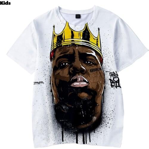 Notorious BIG 3D Printed T-shirts Harajuku Children T Shirt For Boy Biggie Smalls Rapper Hip Hop Tees Costum Kids Clothes Summer