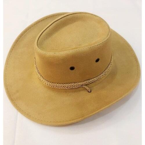 New Retro Imitation Suede Western Cowboy Hat Unisex Wide Brim Western Cowboy Hat (58-60cm)