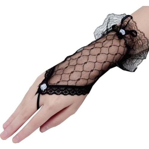 1Pair Short Wrist Fingerless Lace Wedding Gloves New Hot Sale Fashion White,Ivory Bride Bridal Gloves Wedding Accessories