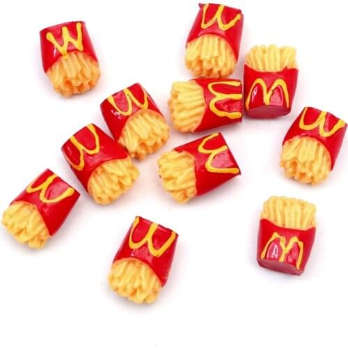 LF 20Pcs Resin French Fries Crafts Flatback Decoration Cabochon Embellishments For Scrapbooking Kawaii Cute Diy Accessories