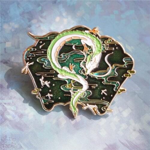 Anime Spirited Away Nigihayami Kohakunushi Metal Badge Brooch Pin Button Bag Decor Acc Collector Limited Props Cos