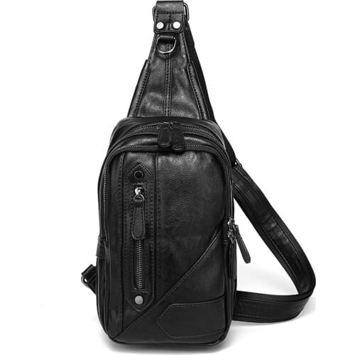 2020 Men Split Leather fashion Bags Adjustable Shoulder Strap Messenger Bag Solid Color Chest Bag Daily Shopping Crossbody Bags