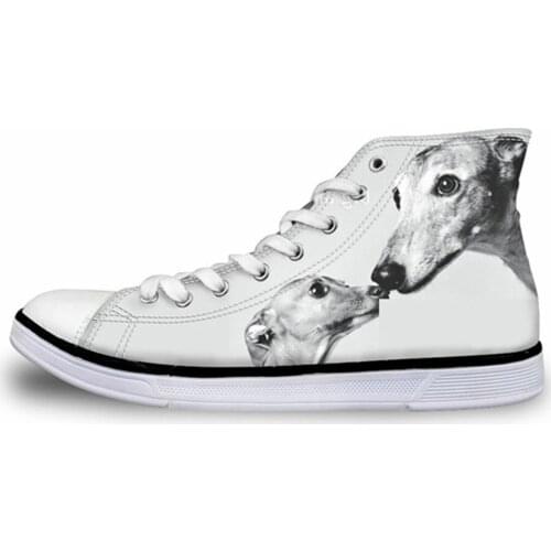 NOISYDESIGNS Fashion High Top Canvas Shoes 3D Animal Dog Greyhound Print Men Vulcanize Shoes Boys Male Lace Up Sneaker Shoes Man