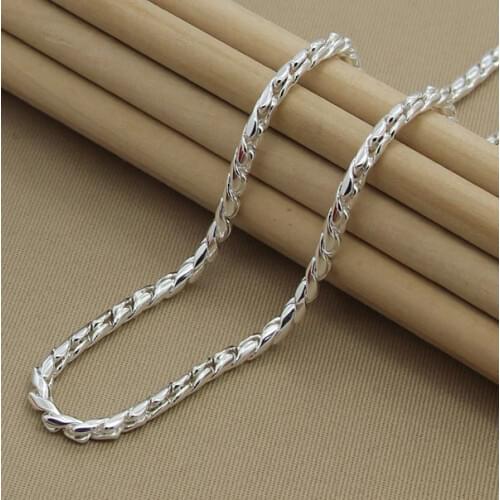 Mens necklaces collar Silver Plated Necklace Fine Fashion Jewelry 4mm Snake Chains for men