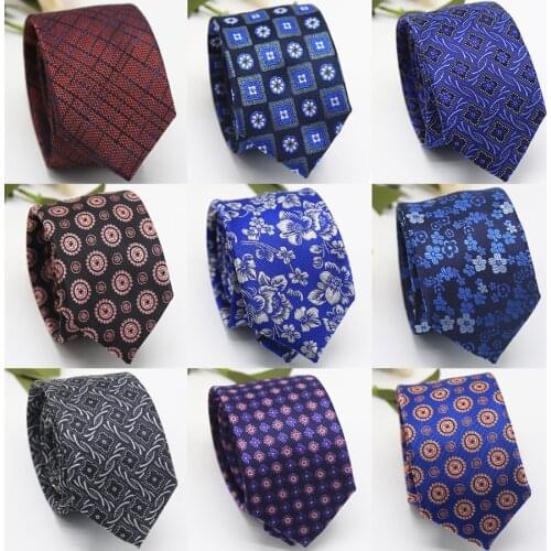 IHGSNMB Men Tie 6cm Fashion Jacquard Flower Ties Luxury Striped Plaid Neckties Corbatas Gravata Mens Wedding Business Slim Tie