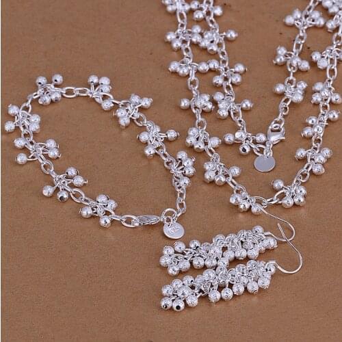 N925 Printed Silver color-plated Jewelry Hot Wedding Jewelry Women Set Necklace Bracelet Earrings Latest Trends Free Shipping