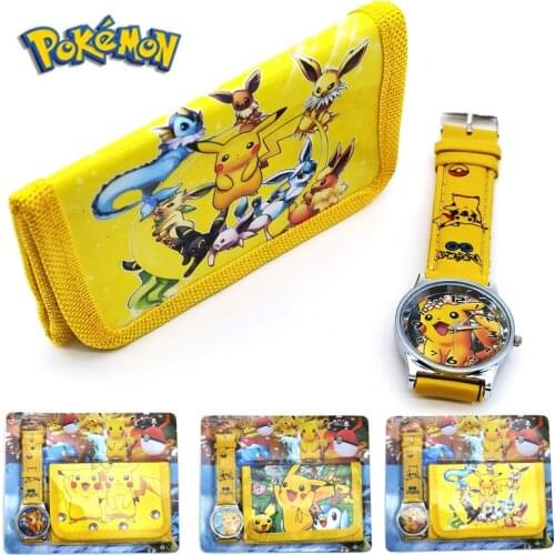 2021 new Pokémon childrens toy watch and childrens wallet set Pikachu childrens play house watch Japanese cartoon figure
