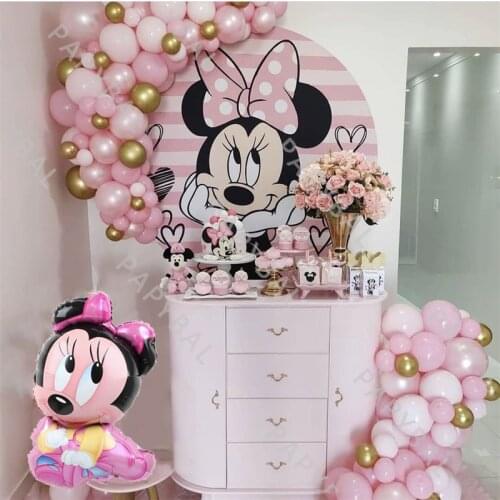 1 Set Disney Latex Balloons Set Minnie Mouse Aluminum Foil Balloon Party Pink Arch Garland Kit Birthday Decor Baby Shower Globos