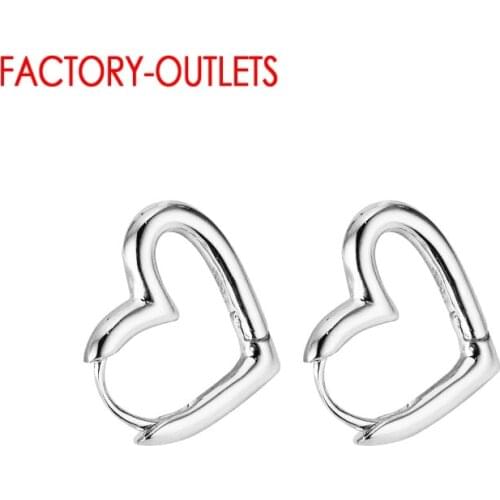 Real 925 Sterling Silver Minimalist Style Heart Hoop Earrings For Women Ear Hoops Brincos Engagement Statement Jewelry