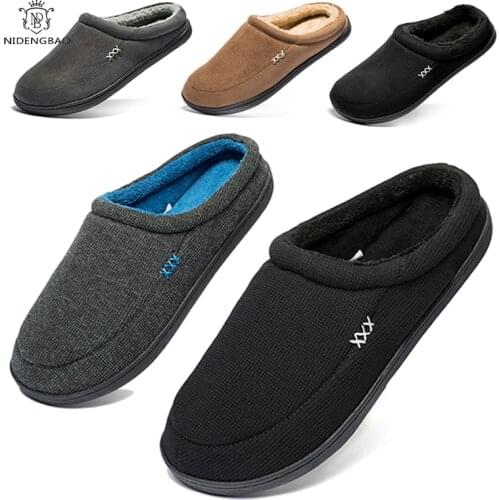 New Winter Men Slippers Indoor Cotton Slippers House Man Warm Shoes Fashion Flat Men Casual Shoes Home Soft Slippers Big Size 50
