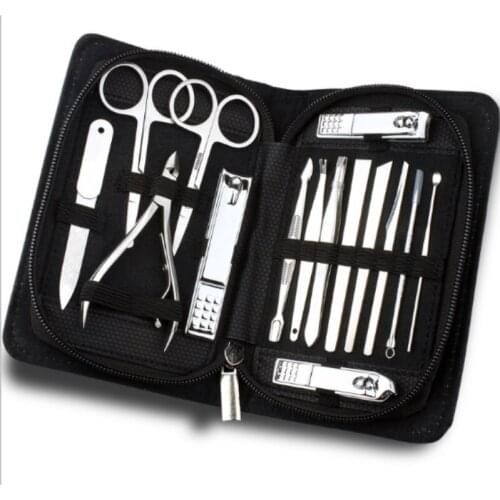 15 In 1 Portable Nail Clipper Kit Nail Care Set Pedicure Scissor Tweezer Knife Ear Utility Manicure Accessories 50sets