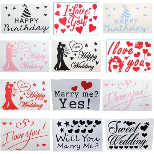 Happy Wedding I Love You PVC Sticker for Balloons Bubble Clear Helium Balloon Birthday Wedding Valentines Day Party Decors