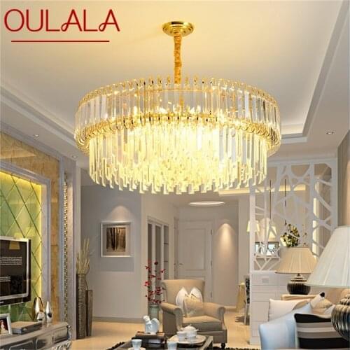 OULALA Gold Luxury Chandelier Fixtures Modern Crystal Pendant Lamp Light Home LED for Dining Room Decoration