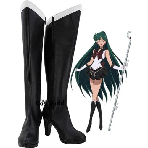 Sailor Moon Sailor Pluto Meiou Setsuna Trista Meioh Anime Customize Cosplay High Heels Shoes Boots
