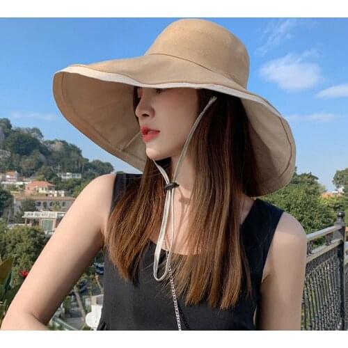 Bucket Hat Sun Hat Womens Summer Big Brim Sun Protection UV Wide Brim Thin