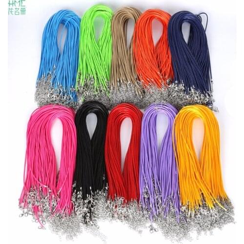 2mm 10pcs Faux Leather Cord Chains Adjustable Necklace Bracelet With Lobster Clasp For Jewelry Making Findings DIY String Cord