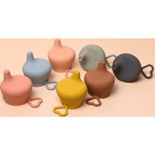 Silicon Baby Feeding Cups Fashional Drinkware Solid Color Sippy Cups Set For Toddlers Kids Silicone Spill-proof Lid dropshipping