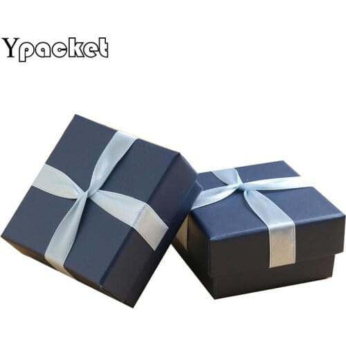 Blue Box For Jewelry 50pcs/Lot Square Ring Necklace Earring Bracelet Wedding Date Jewelry Gift Box Gift Packaging Sponge Inside