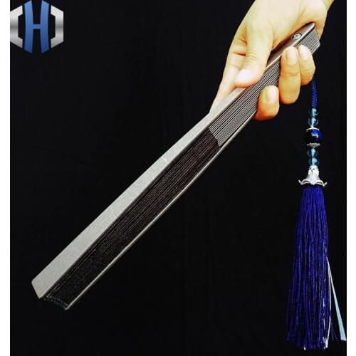 Titanium Alloy Folding Fan Chinese Style Nine Inch Eighteen Square Metal Kung Fu Fan Mens Tactical Self-defense Tai Chi Fan