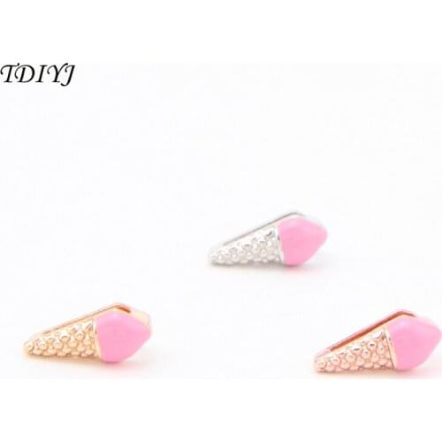 TDIYJ Jewelry 6Pcs Food Collective Pink Ice Cream Keeper Charms Slide Bead Charms for Mesh Stainless Steel Bracelet