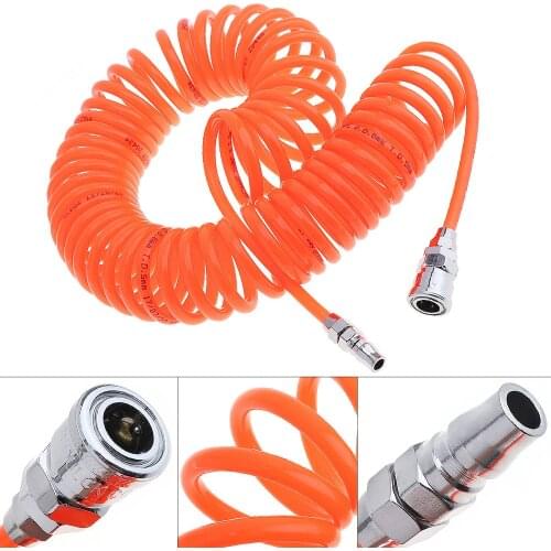 TORO 9M 5 x 8mm PU Flexible Recoil Hose Spring Tube Pneumatic Tool Accessories with Fast Interface for Compressor Air Tool