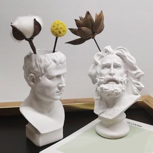 David Portrait Vase Portrait Vase Human Head Flower Vases Decorative Ornaments Resin Nordic Style Home Flowers Art Decor