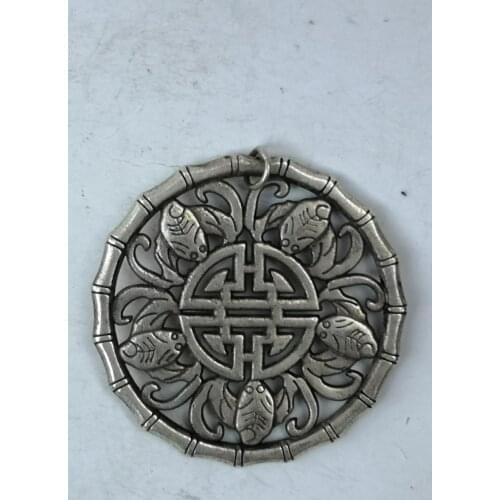 YIZHU CULTUER ART Collection Old Chinese Tibet Silver Hand-made lucky bat Amulet Necklace Pendant