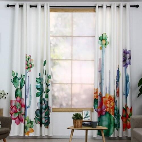 Green Plants Printed Curtains for Living Room Nordic Backdrop Curtain Modern Drapes Customized Panel Blinds Window Decor