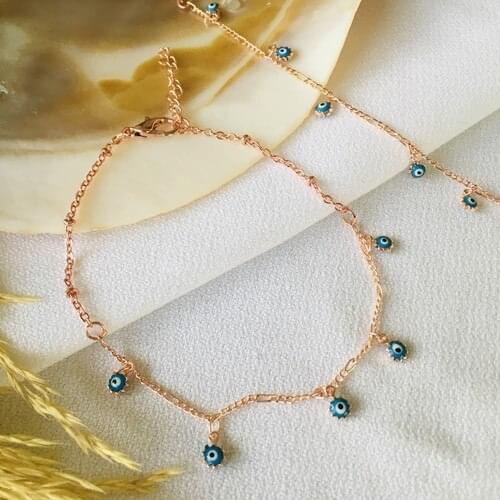 Pearl Beads Evil Eye Minimalist Anklet jewelry for women summer beach anklets barefoot chain female accessories