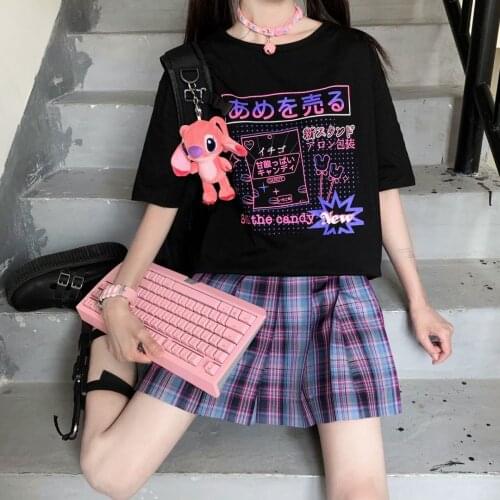 Summer Gothic punk Bad girl clothing Tshirt Letter Print top Aesthetic Ulzzang Harajuku Fun Short-Sleeve casual women T-Shirt bf