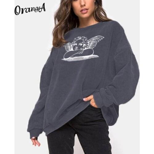 OrangeA Women Pokemon Print Hoodies Casual Loose Oversize Long Sleeve Fashion Sweatshirts Autumn Streetwear Winter Slim Outfits