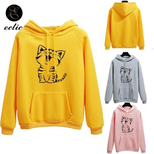 Poleron Mujer 2021 Animal Print Sweatshirt Cat Kawaii Kangaroo Pocket Hoodie Cute Clothes Women Pink Ulzzang Long Sleeve Hoodie