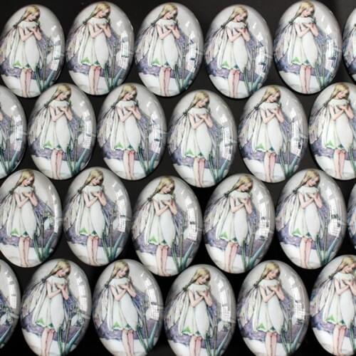 18x25mm New Girl Oval Glass Cabochon Dome Jewelry Finding Cameo Pendant Settings 20pcs/lot k04302