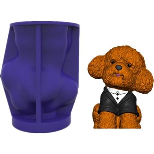 3D Toy Cute Dog Little Pug Dog Epoxy Resin Mold Ornaments Home Decorations Casting Silicone Mould DIY Crafts Plaster Candle Mold